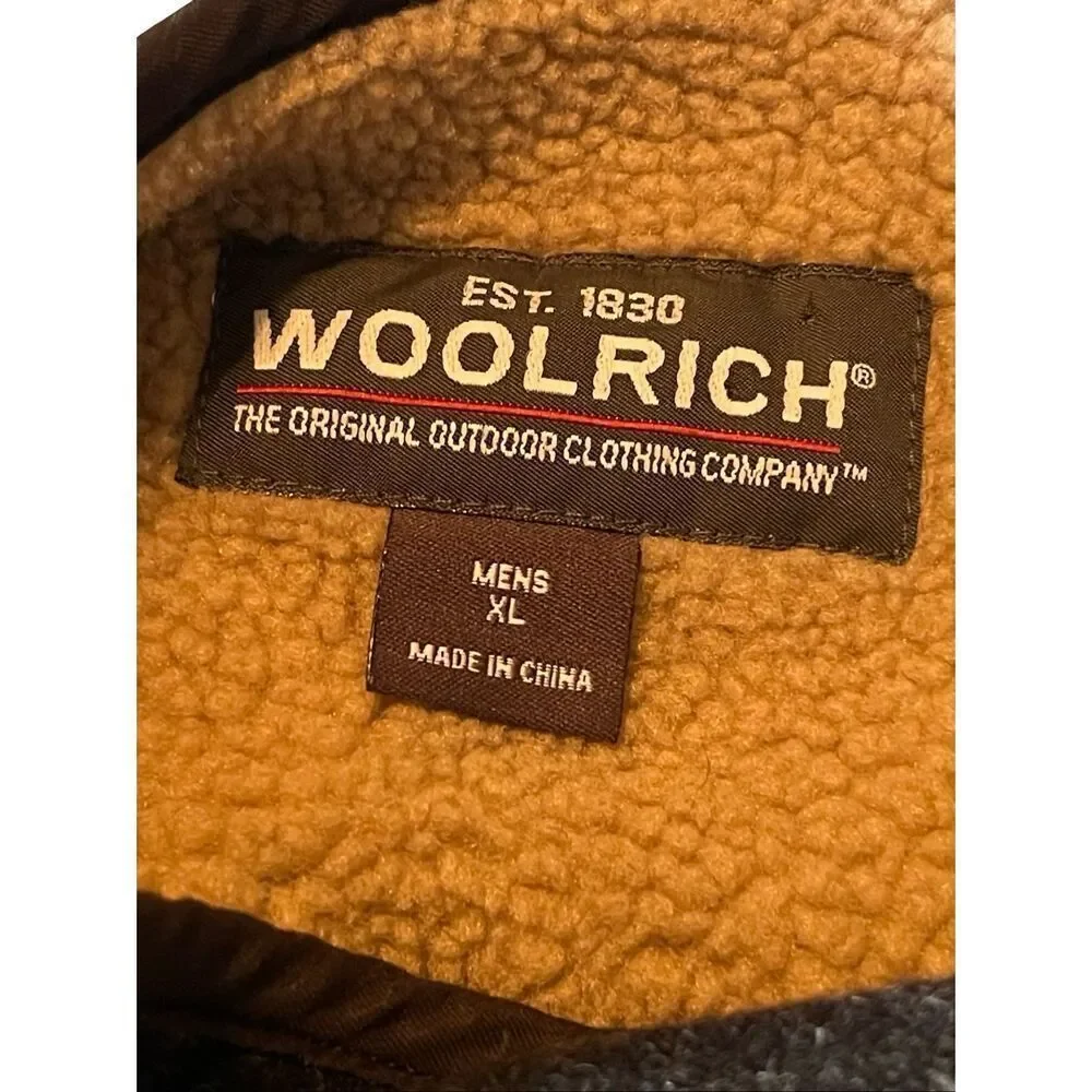 Woolrich Mens Charcoal Sleeveless Sherpa Lined Wool Blend Full Zip Vest XL